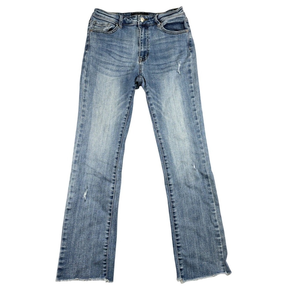 Risen Los Angeles Womens High Rise Straight Leg Raw Hem Jeans Blue 30/11 RDP1282